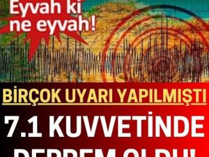 Yedi nokta bir büyüklüğünde deprem oldu