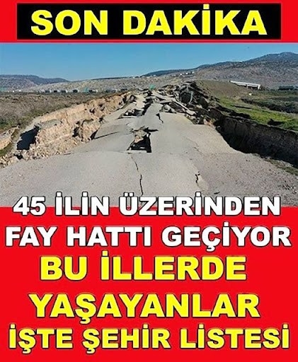 İşte Fay Hattı Geçen Şehirler. galerisi resim 1