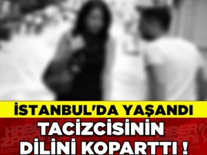 Tacizcisinin dilini koparttı