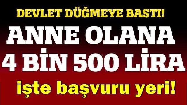 DEVLET DÜĞMEYE BASTI! ANNE OLANA 4 BİN 500 LİRA galerisi resim 1