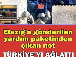 BİR YARDIM PAKETİNİN İÇİNDEN ÇIKAN NOT