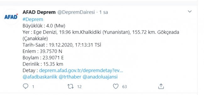 Ege Denizi'nde deprem AFAD'tan açıklama galerisi resim 3