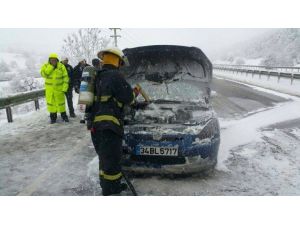 Bolu’da Araç Yangını Korkuttu