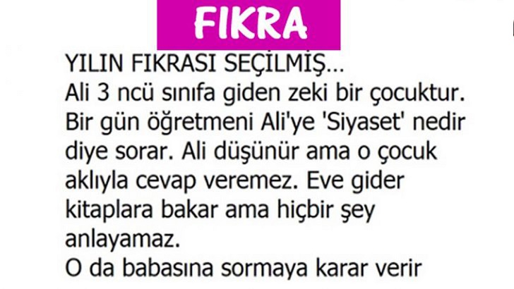 Yılın En İyi Fıkrası Seçilen Fıkra