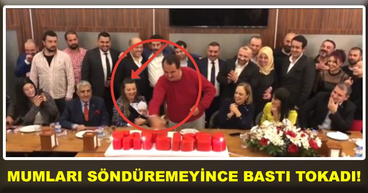 HERKES ŞOKTA! MUMLARI SÖNDÜREMEYİNCE BASTI TOKADI!