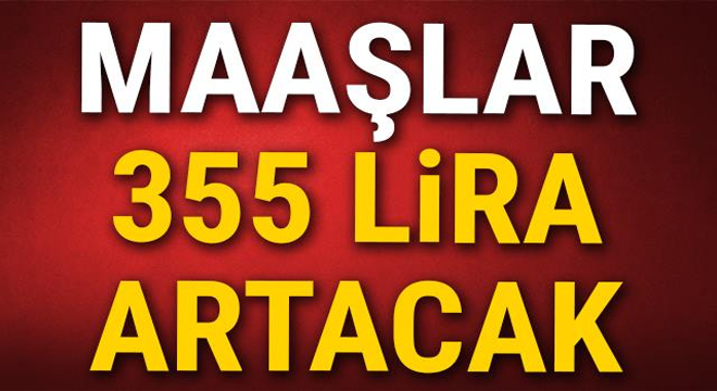 Maaşlar 355 lira artacak.