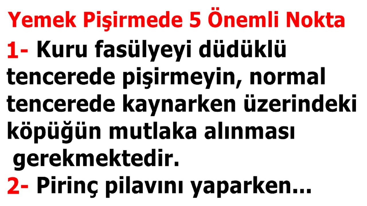 Yemek pişirmede 10 önemli nokta!