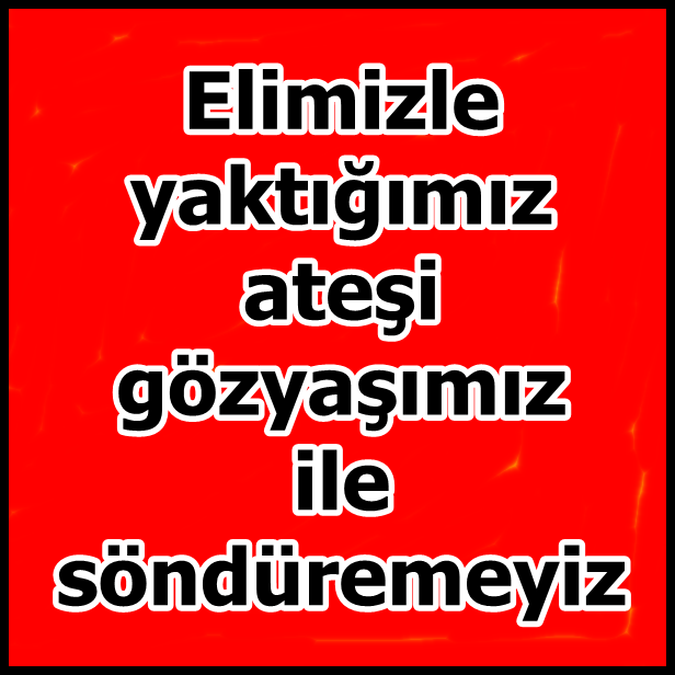 Elimizle yaktığımız ateşi gözyaşımız ile söndüremeyiz