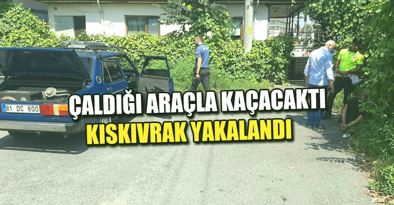 Çalıntı araçla kaçmaya çalışan şüpheliyi polis yakaladı