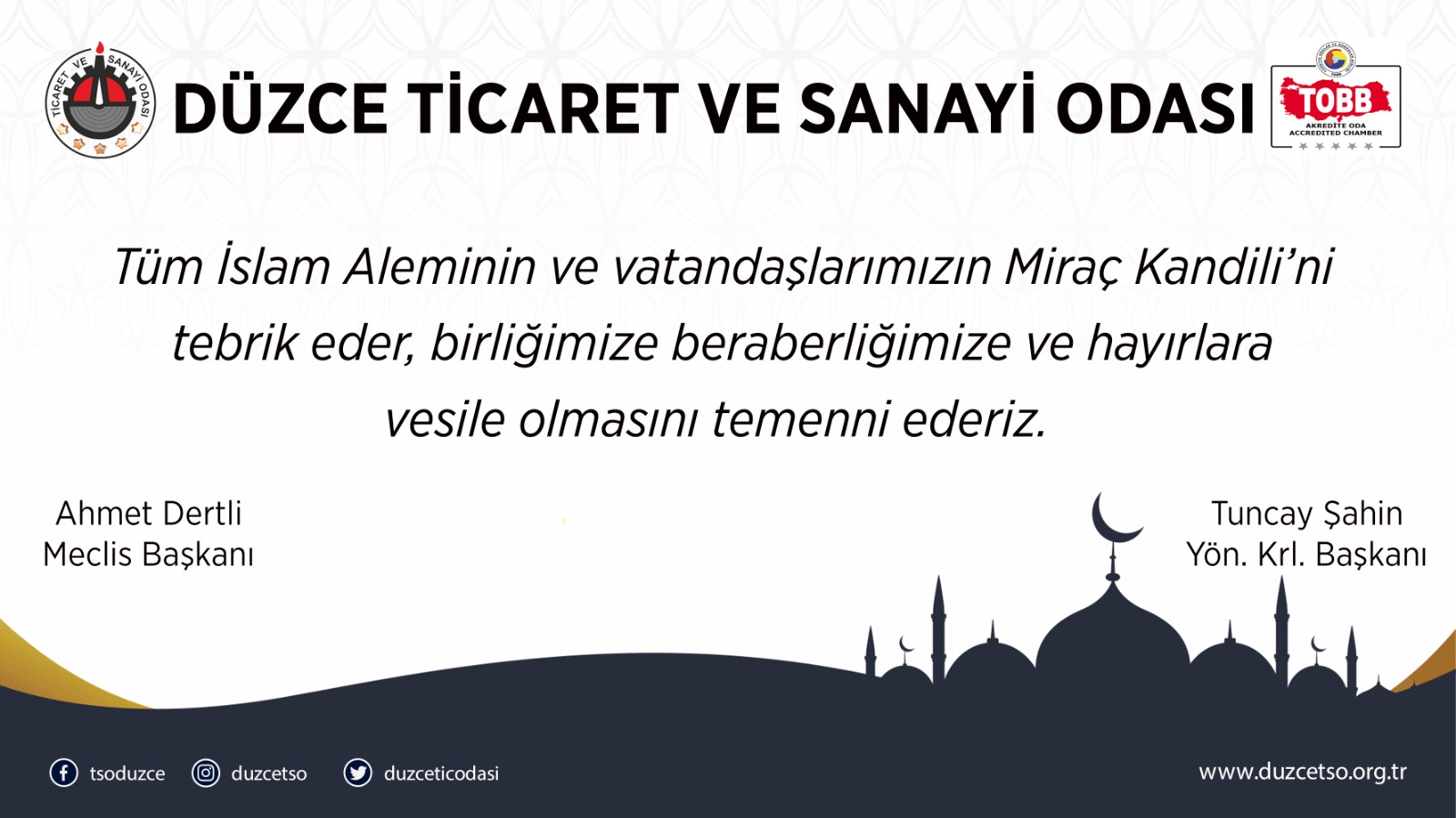 Düzce Ticaret Sanayi Odası Miraç Kandili