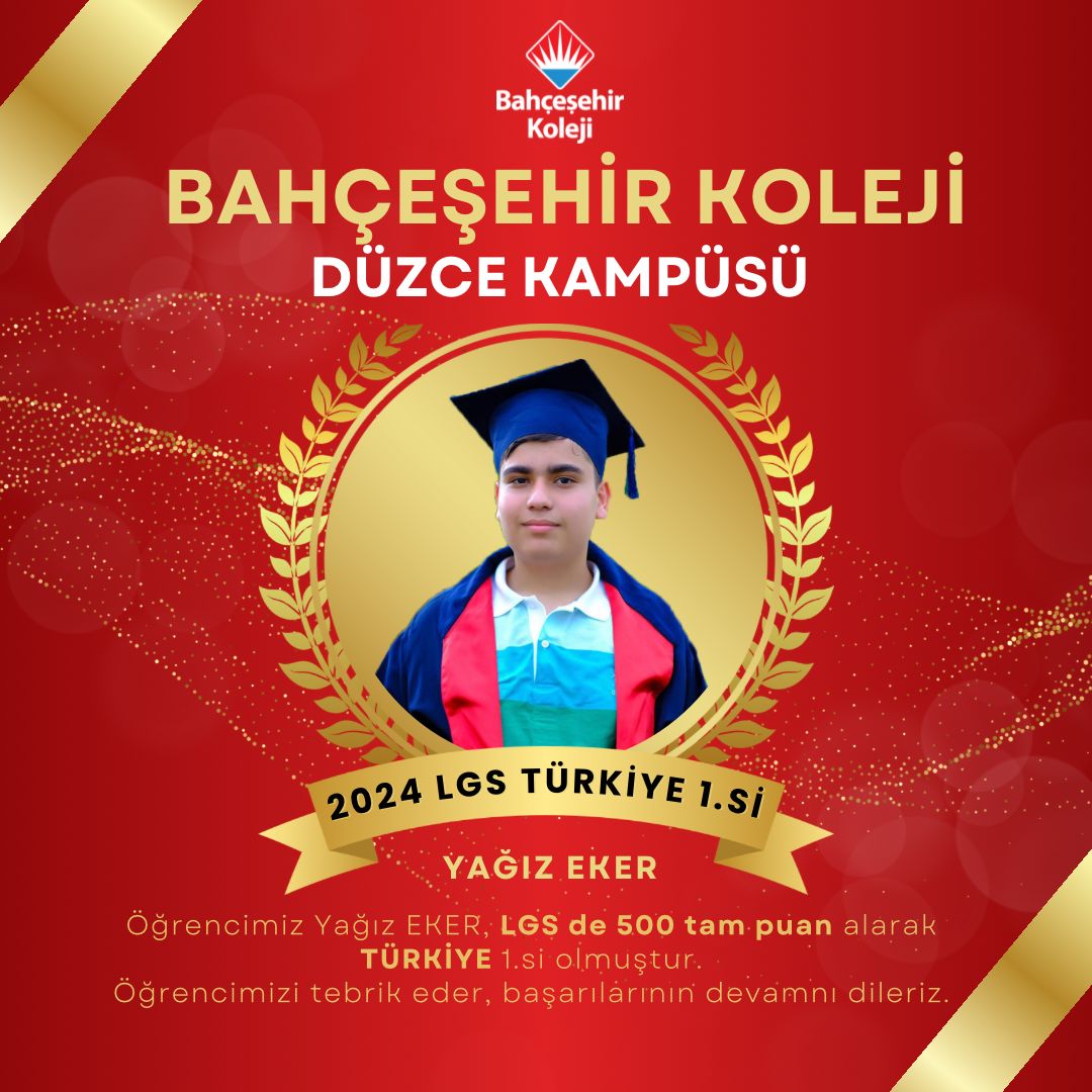 Bahçeşehir Koleji öğrencisi Türkiye 1. oldu